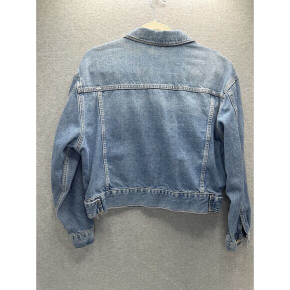 TOPSHOP MOTO MEDIUM WASH WOMEN'S DENIM TRUCKER JEAN JACKET Sz US 6 INNER POCKETS - Picture 7 of 13